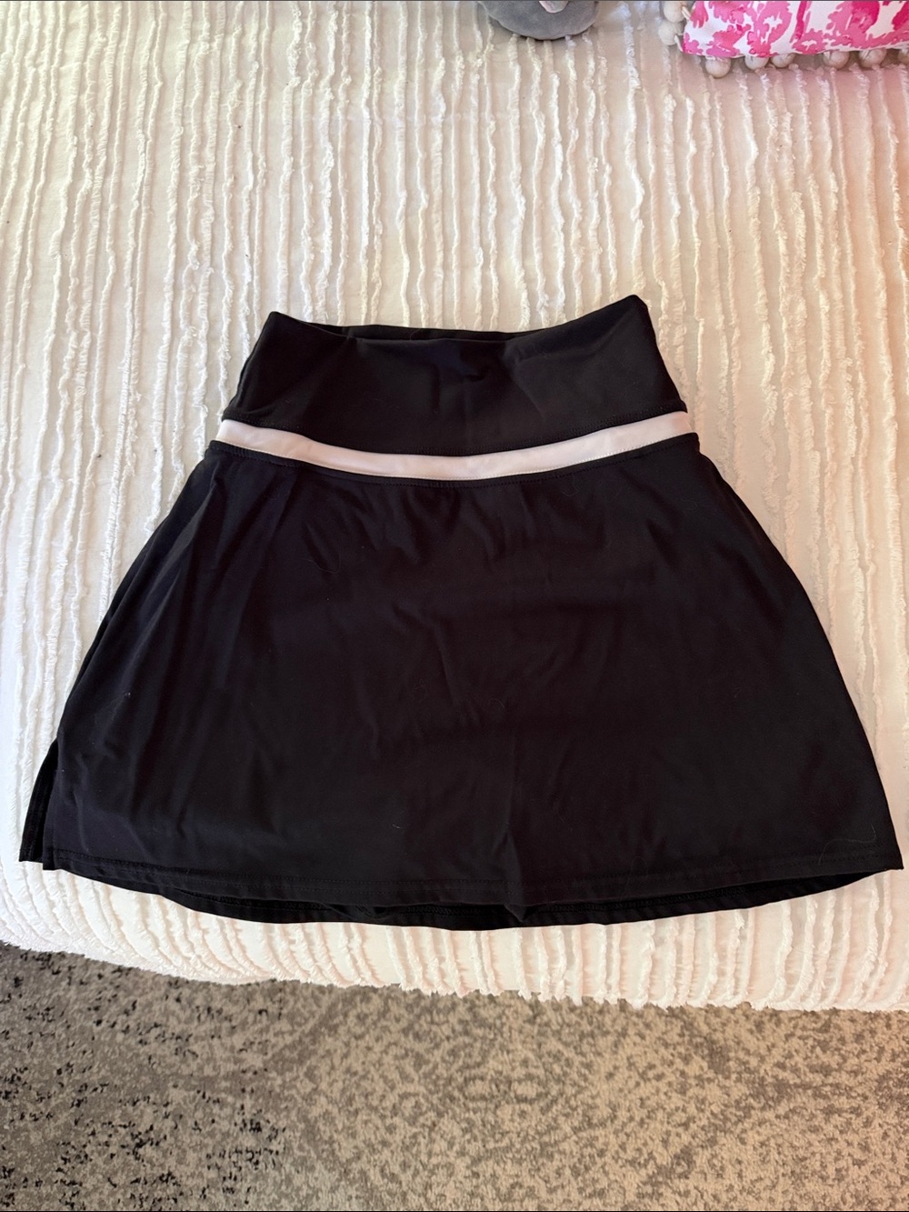 Black Women's Skater Skort with White Waistband